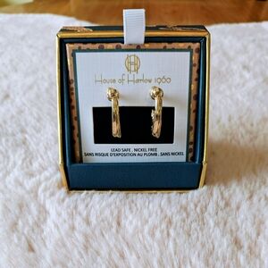 BNWB House of Harlow 1960 Gold Textured Hoop Earrings